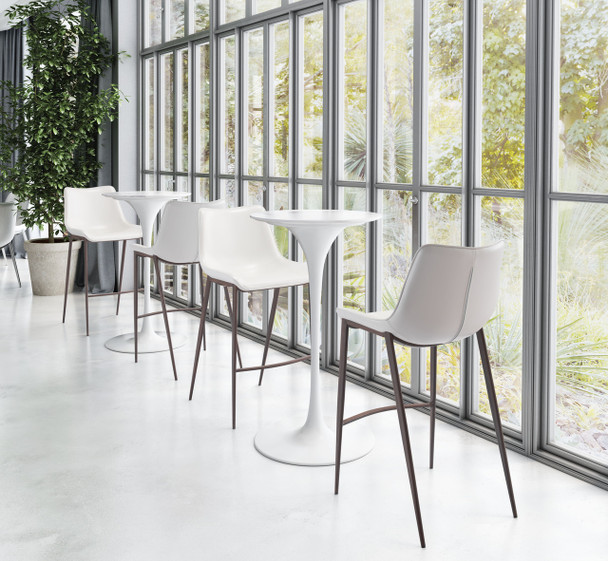 Magnus Bar Chair (set Of 2) White & Walnut