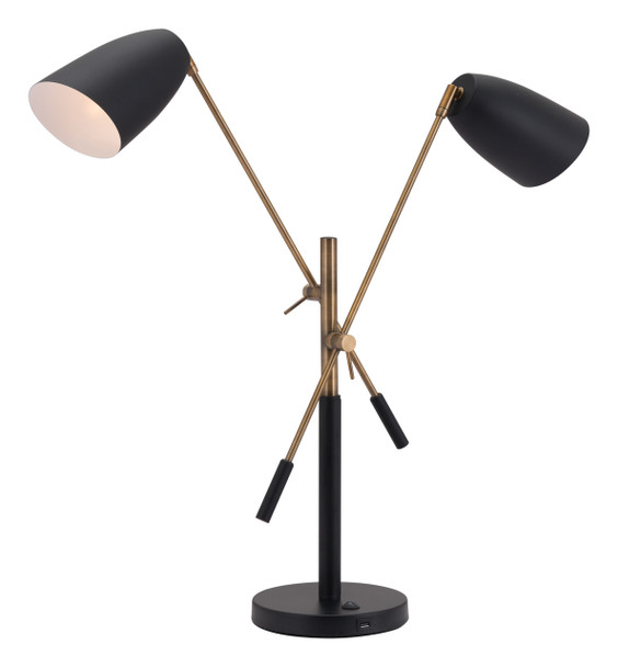 Tanner Table Lamp Matte Black & Brass