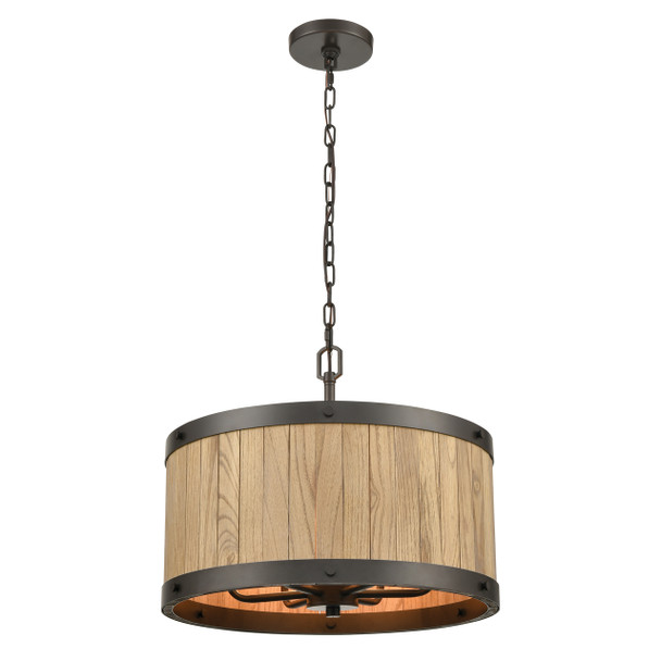 Elk Home Wooden Barrel 6-Light Chandelier - 33364/6