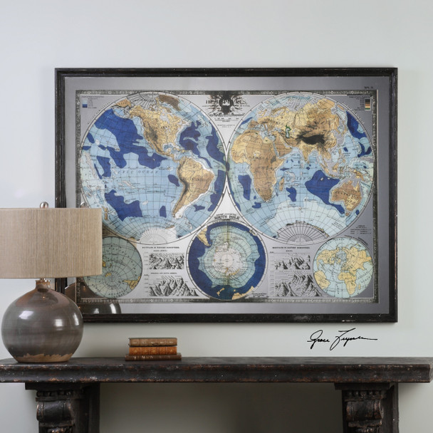 Uttermost Mirrored World Map - 32538