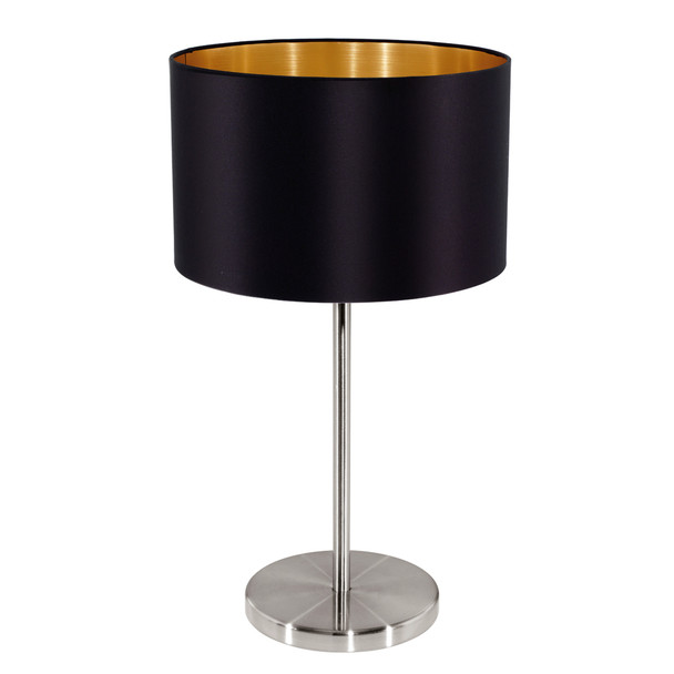 Eglo 1x60w Table Lamp W/ Matte Nickel Finish & Black & Gold Shade - 31627A