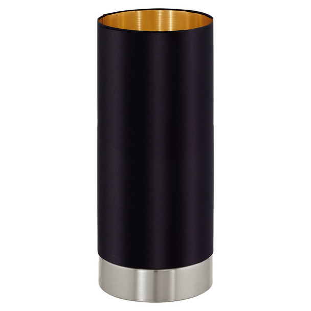 Eglo 1x60w Cylinder Table Lamp W/ Black & Gold Shade - 95117A