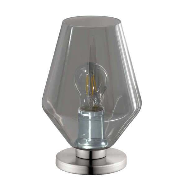 Eglo 1x25w Table Lamp W/ Matte Nickel Finish And Smoked Glass - 96775A