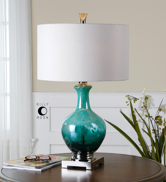 Uttermost Yvonne Green Blue Glass Table Lamp