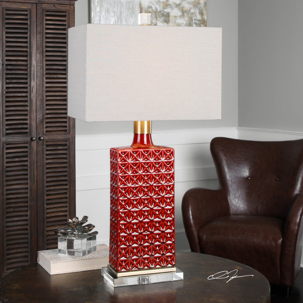 Uttermost Alimos Glazed Red Ceramic Lamp