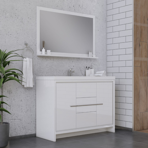Sortino 48 Inch Modern Bathroom Vanity, White