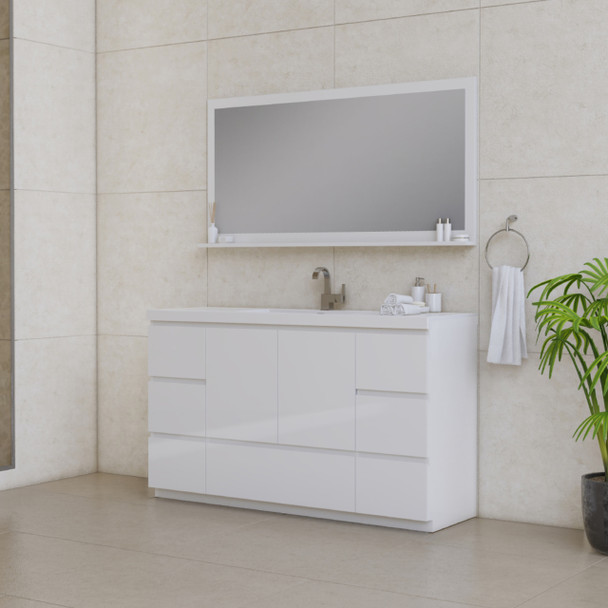 Paterno 60 Inch Single Modern Freestanding Bathroom Vanity, White