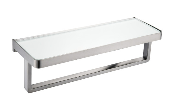 Bagno Bianca Stainless Steel White Glass Shelf W/ Towel Bar - Gun Metal