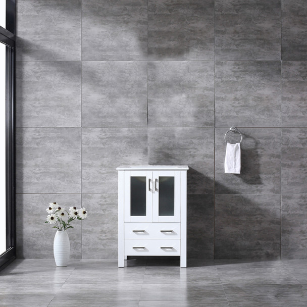 Volez 24" White Single Vanity, Integrated Top, White Integrated Square Sink And No Mirror