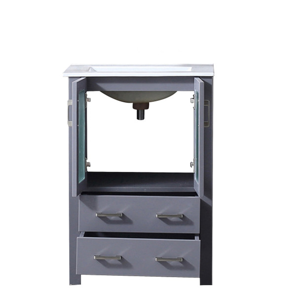 Volez 24" Dark Grey Single Vanity, Integrated Top, White Integrated Square Sink And No Mirror