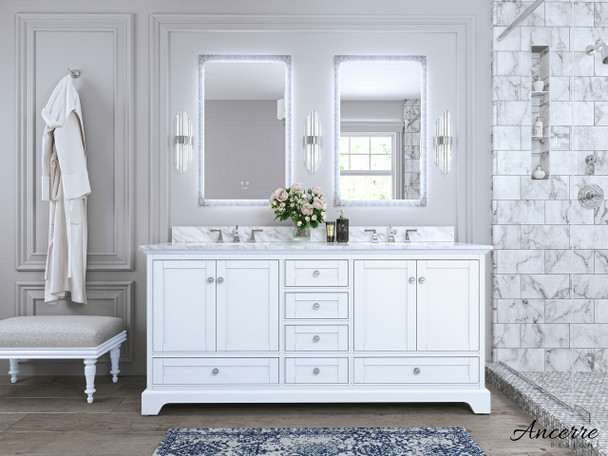 Audrey 72 In. Bath Vanity Set In White - VTS-AUDREY-72-W-CW