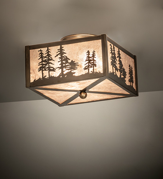 Meyda 10" Square Tall Pines Flushmount