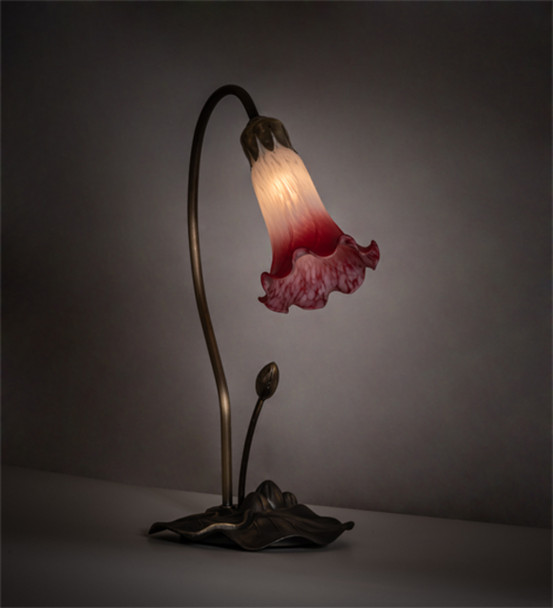 Meyda 16" High Pink/white Tiffany Pond Lily Accent Lamp