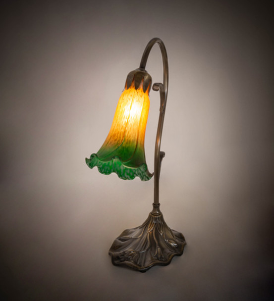 Meyda 15" High Amber/green Tiffany Pond Lily Accent Lamp