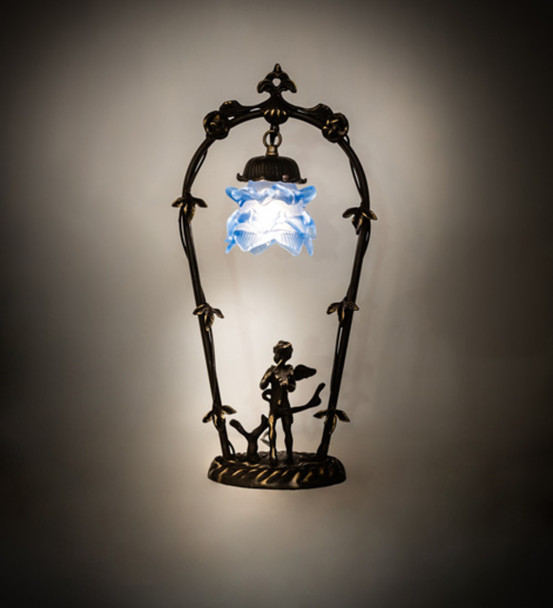 Meyda 19" High Blue Cherub With Violin Mini Lamp