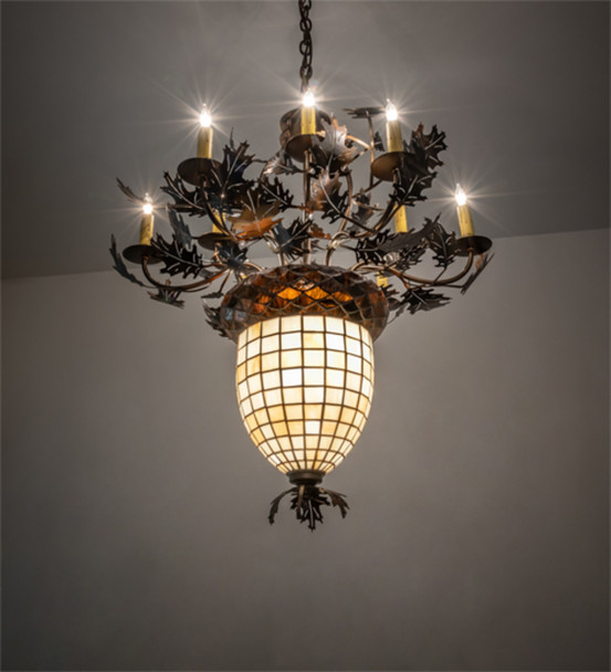 Meyda 34" Wide Oak Leaf & Acorn 9 Light Chandelier