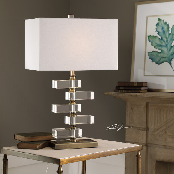 Uttermost Spilsby Stacked Crystal Block Lamp