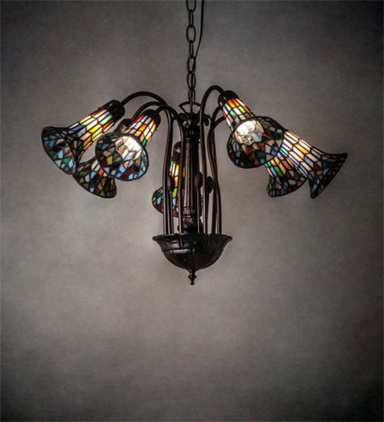 Meyda 26" Wide Stained Glass Pond Lily 7 Light Chandelier - 236531