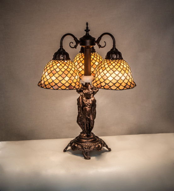 Meyda 23" High Tiffany Fishscale 3 Light Table Lamp - 245477