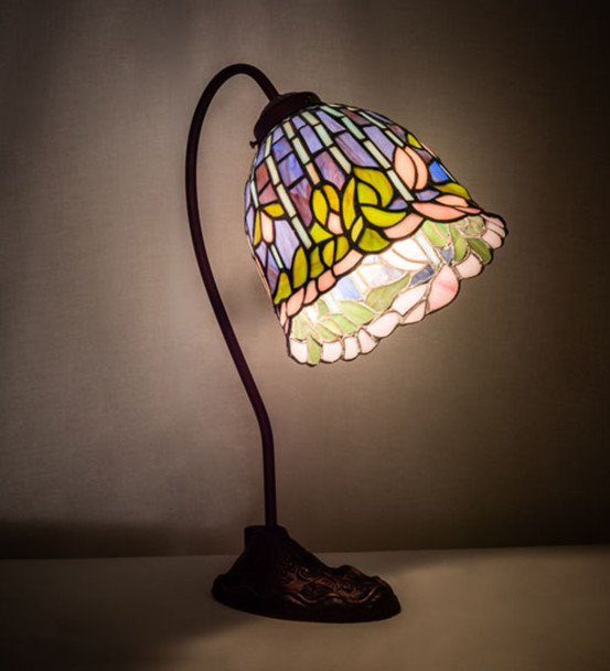 Meyda 18" High Tiffany Flowering Lotus Desk Lamp