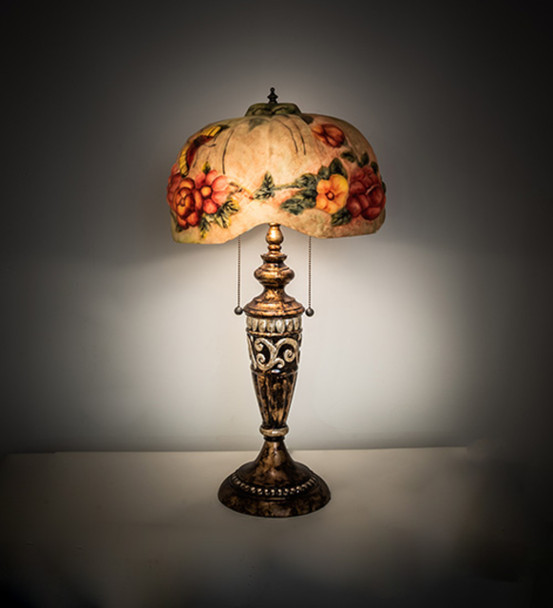 Meyda 27" High Puffy Butterfly & Flowers Table Lamp