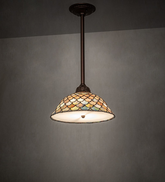 Meyda 12" Wide Tiffany Fishscale Pendant
