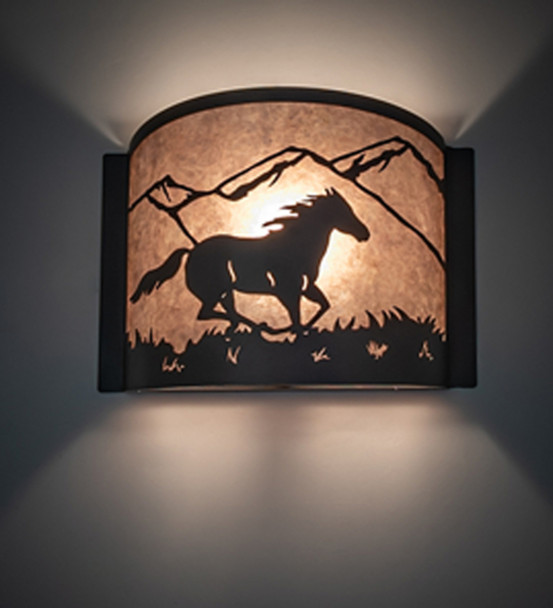 Meyda 12" Wide Running Horses Wall Sconce