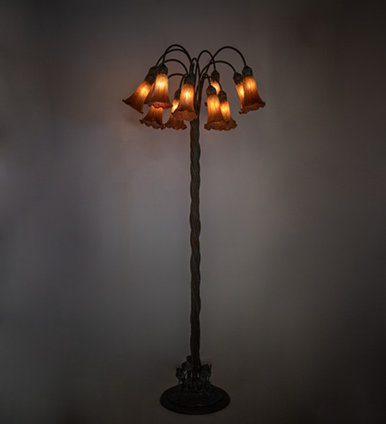 Meyda 61" High Amber Tiffany Pond Lily 12 Light Floor Lamp - 262114