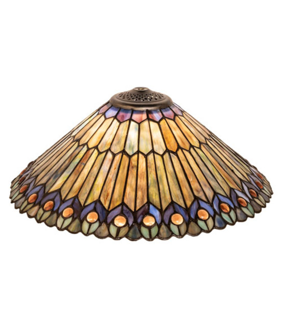 Meyda 17" Wide Tiffany Jeweled Peacock Shade