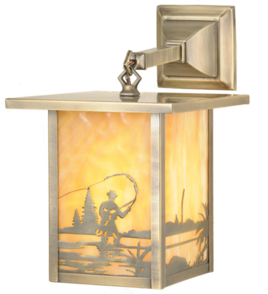 Meyda 9"w Hyde Park Fly Fishing Creek Hanging Wall Sconce