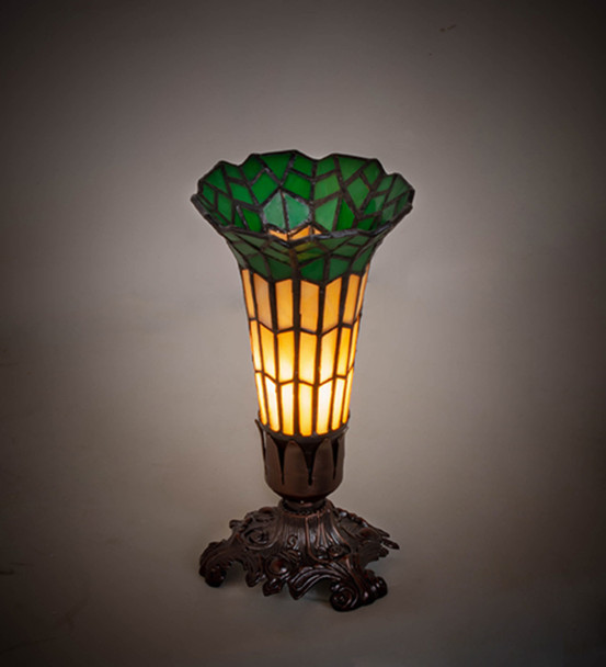 Meyda 8" High Stained Glass Pond Lily Victorian Accent Lamp - 20230
