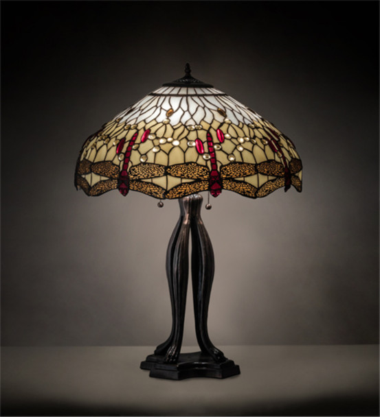 Meyda 30" High Tiffany Hanginghead Dragonfly Table Lamp - 229133