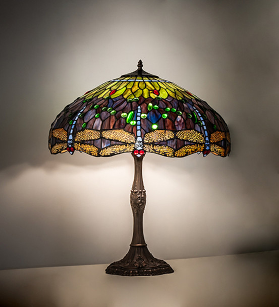 Meyda 26" High Tiffany Hanginghead Dragonfly Table Lamp - 232804