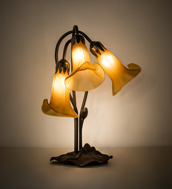 Meyda 16" High Amber Tiffany Pond Lily 3 Light Accent Lamp - 251683