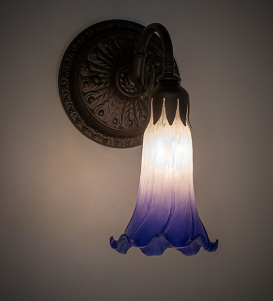 Meyda 5.5" Wide Blue/white Tiffany Pond Lily Wall Sconce - 260491