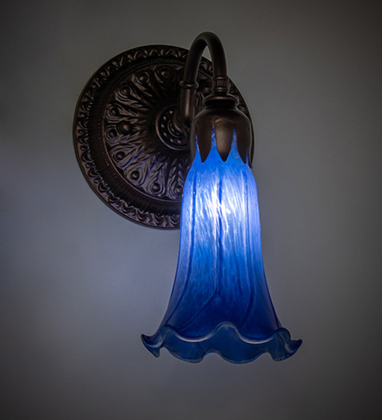 Meyda 5.5" Wide Blue Tiffany Pond Lily Wall Sconce - 261102