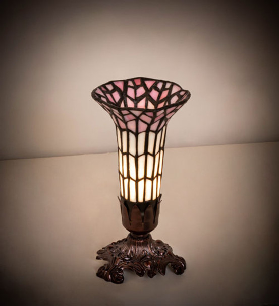 Meyda 8" High Stained Glass Pond Lily Victorian Accent Lamp - 27679