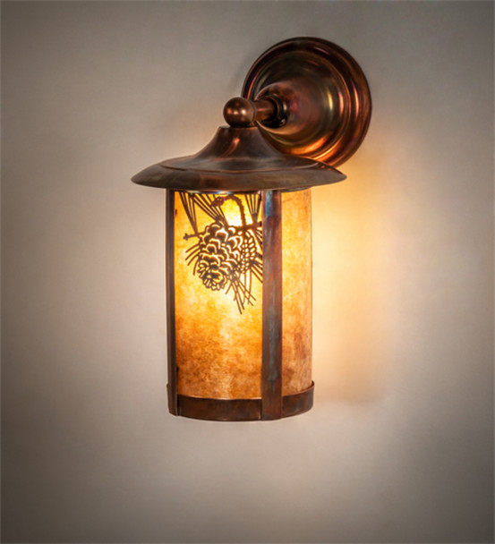 Meyda 8" Wide Fulton Winter Pine Solid Mount Wall Sconce - 54247