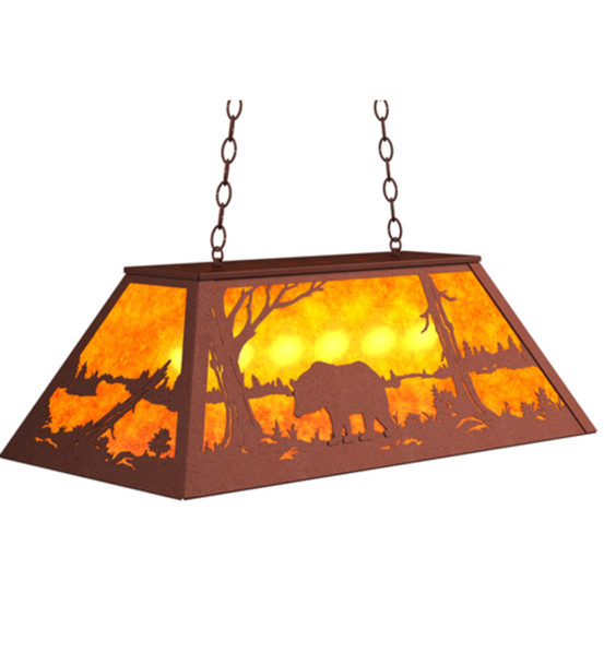 Meyda 33" Long Bear At Lake Oblong Pendant - 65522