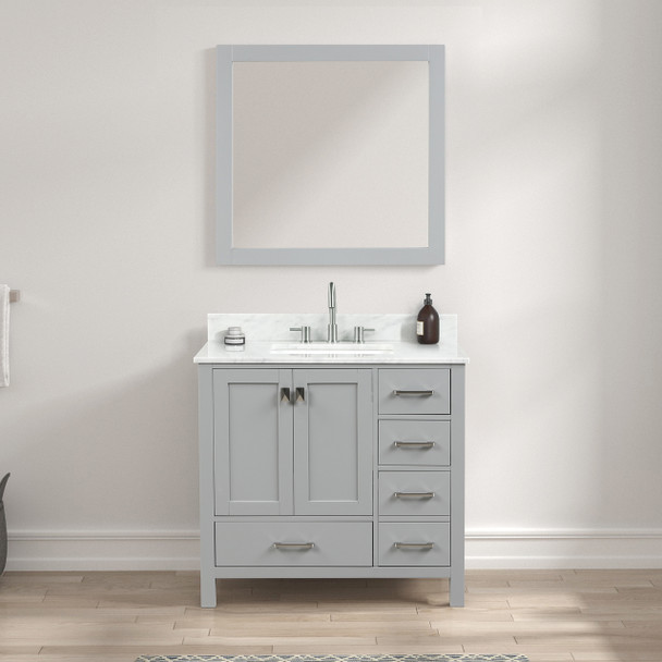 36" Freestanding Bathroom Vanity With Countertop, Undermount Sink & Mirror - Metal Grey - 026 36 15 CT M