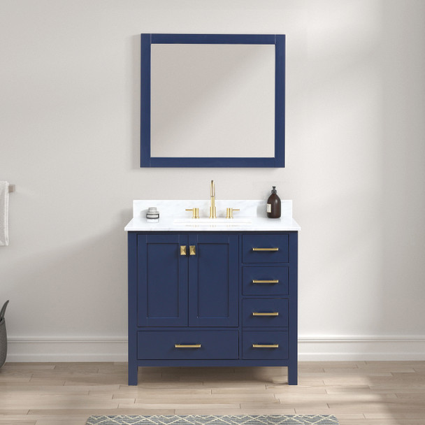 36" Freestanding Bathroom Vanity With Countertop & Undermount Sink - Navy Blue - 026 36 25 CT
