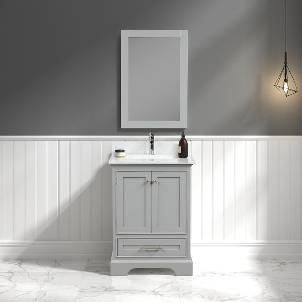 24" Freestanding Bathroom Vanity With Countertop, Undermount Sink & Mirror - Metal Grey - 027 24 15 CT M