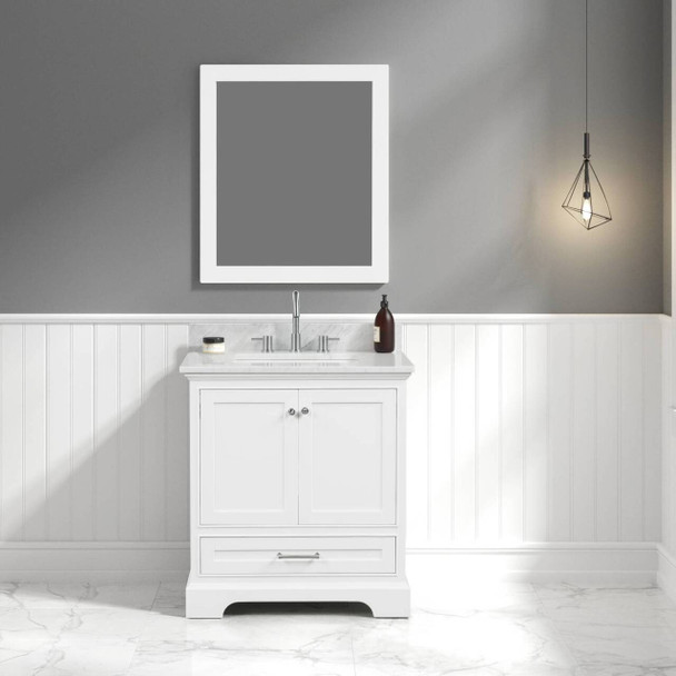 30" Freestanding Bathroom Vanity With Countertop, Undermount Sink & Mirror - Matte White - 027 30 01 CT M