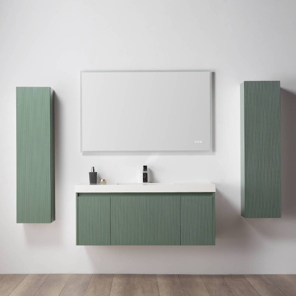 48" Floating Bathroom Vanity With Single Sink & 2 Side Cabinet - Aventurine Green