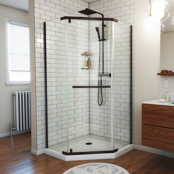 Dreamline Prism 40 In. X 40 In. X 74 3/4 In. H Frameless Pivot Shower Enclosure And Slimline Shower Base Kit - DL-6032-DUP