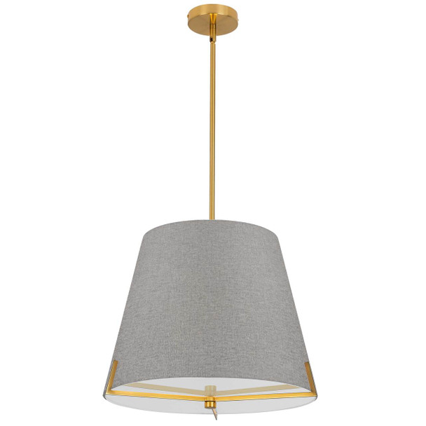 Dainolite 4 Lt Incandescent Pendant, Agb W/ Gry Fabric Shade - PST-184P-AGB-GRY