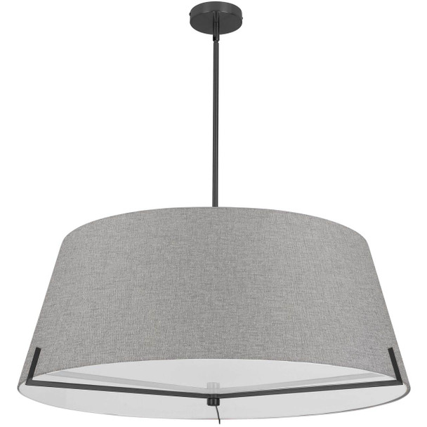 Dainolite 4 Lt Incandescent Pendant, Mb W/ Gry Fabric Shade - PST-324P-MB-GRY