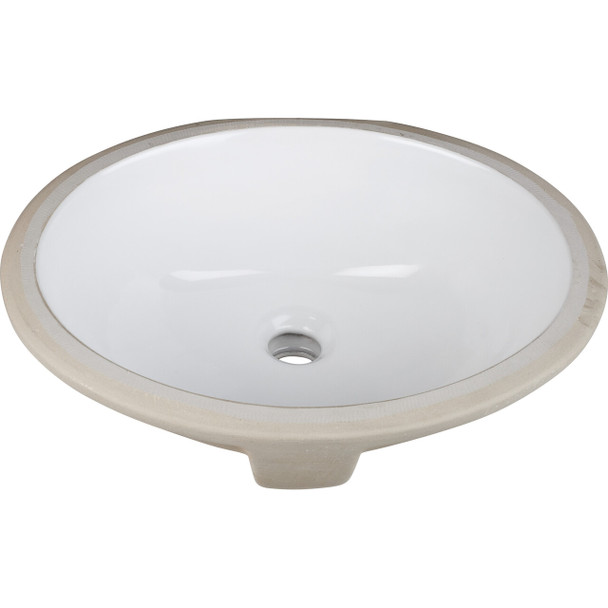 15-9/16" L X 13" W  White Oval Undermount Porcelain Bathroom Sink With Overflow