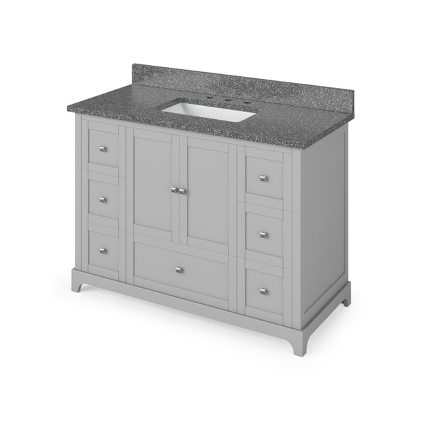 48" Grey Addington Vanity, Boulder Cultured Marble Vanity Top, Undermount Rectangle Bowl