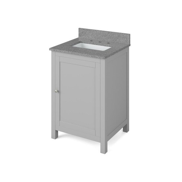 24" Grey Astoria Vanity, Steel Grey Cultured Marble Vanity Top, Undermount Rectangle Bowl